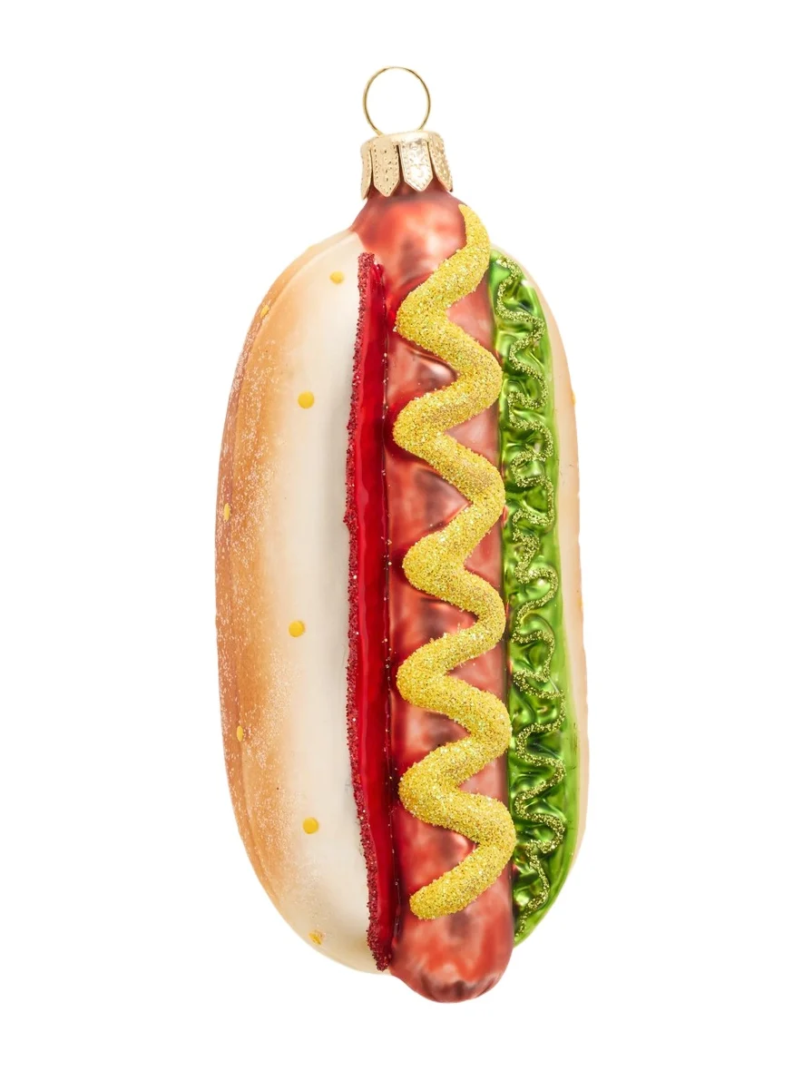 Exclusive Glass Hot Dog Ornament
