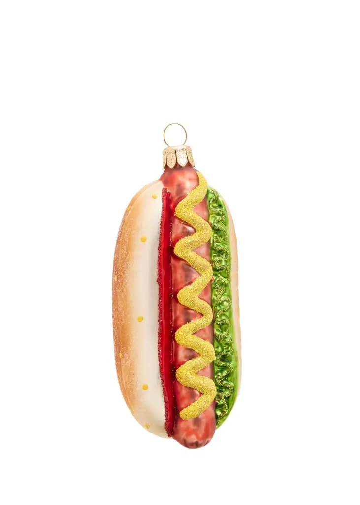 Exclusive Glass Hot Dog Ornament