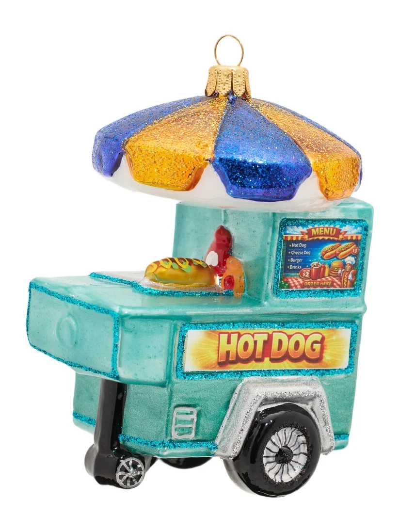Impuls Hot Dog Cart Glass Ornament