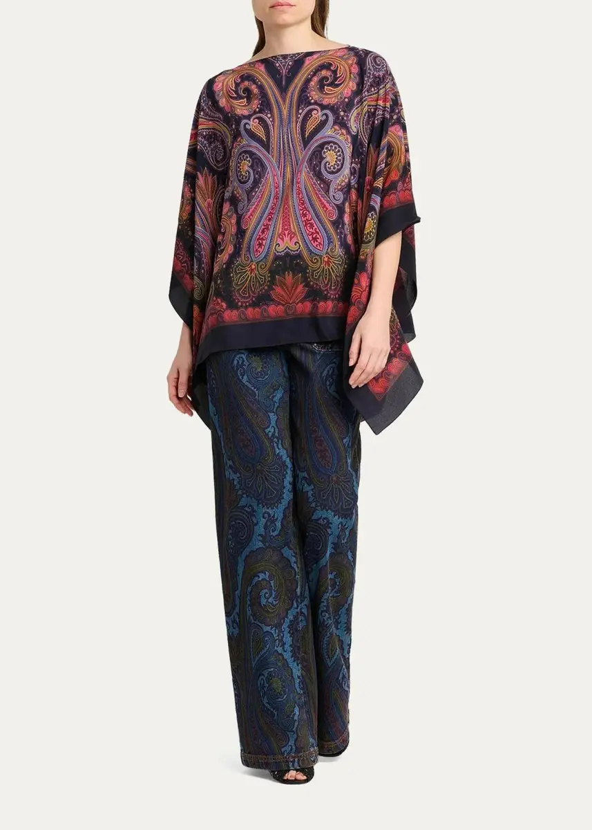 Etro Paisley Degradé Silk Poncho Top | Thumbnail 2 Etro Paisley Degradé Silk Poncho Top | Thumbnail 2