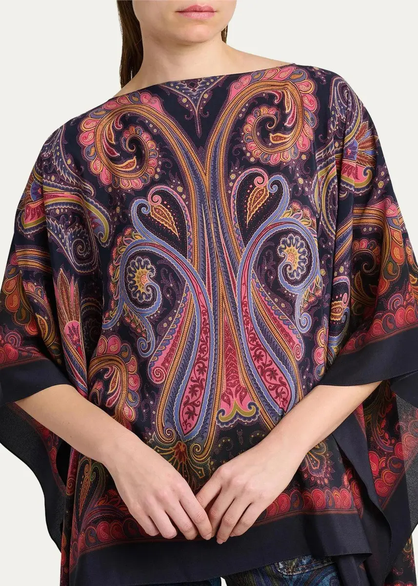 Etro Paisley Degradé Silk Poncho Top | Thumbnail 3 Etro Paisley Degradé Silk Poncho Top | Thumbnail 3
