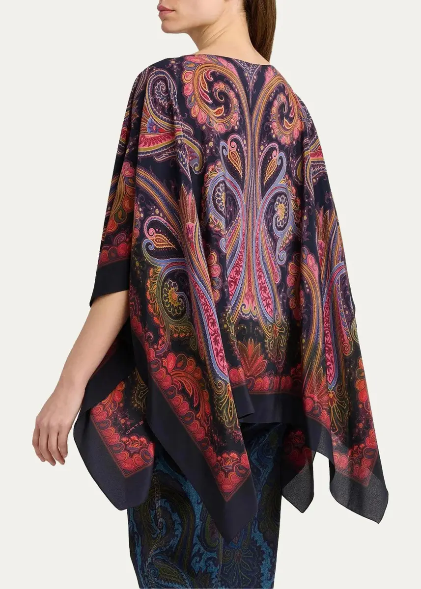 Etro Paisley Degradé Silk Poncho Top | Thumbnail 4 Etro Paisley Degradé Silk Poncho Top | Thumbnail 4