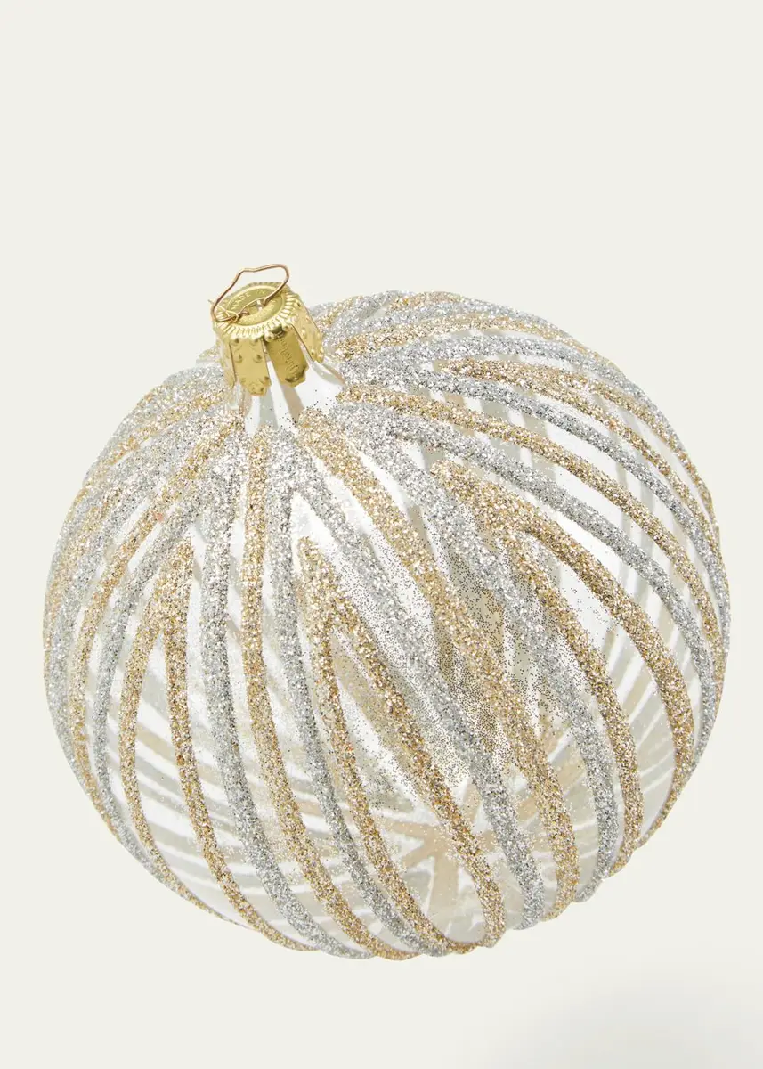 Bergdorf Goodman Glitter Striped Christmas Ball Ornament | Thumbnail 2 Bergdorf Goodman Glitter Striped Christmas Ball Ornament | Thumbnail 2