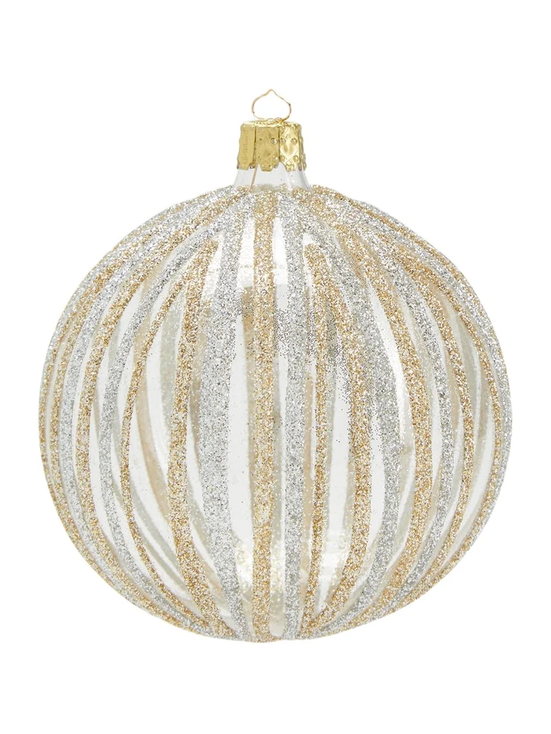 Bergdorf Goodman Glitter Striped Christmas Ball Ornament