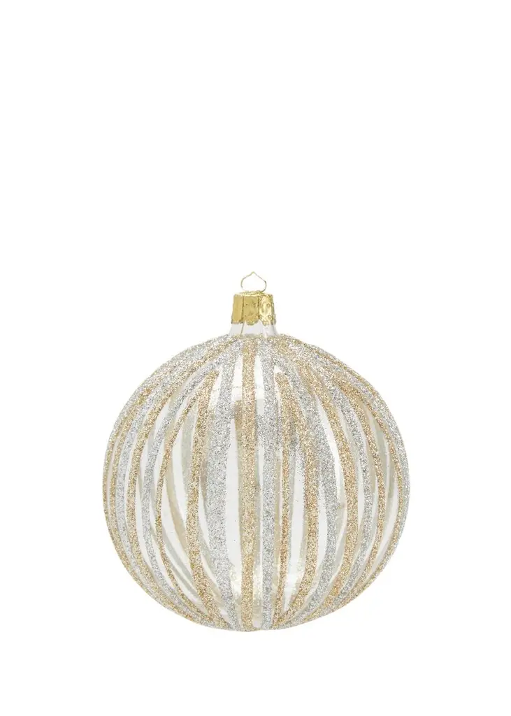Bergdorf Goodman Glitter Striped Christmas Ball Ornament