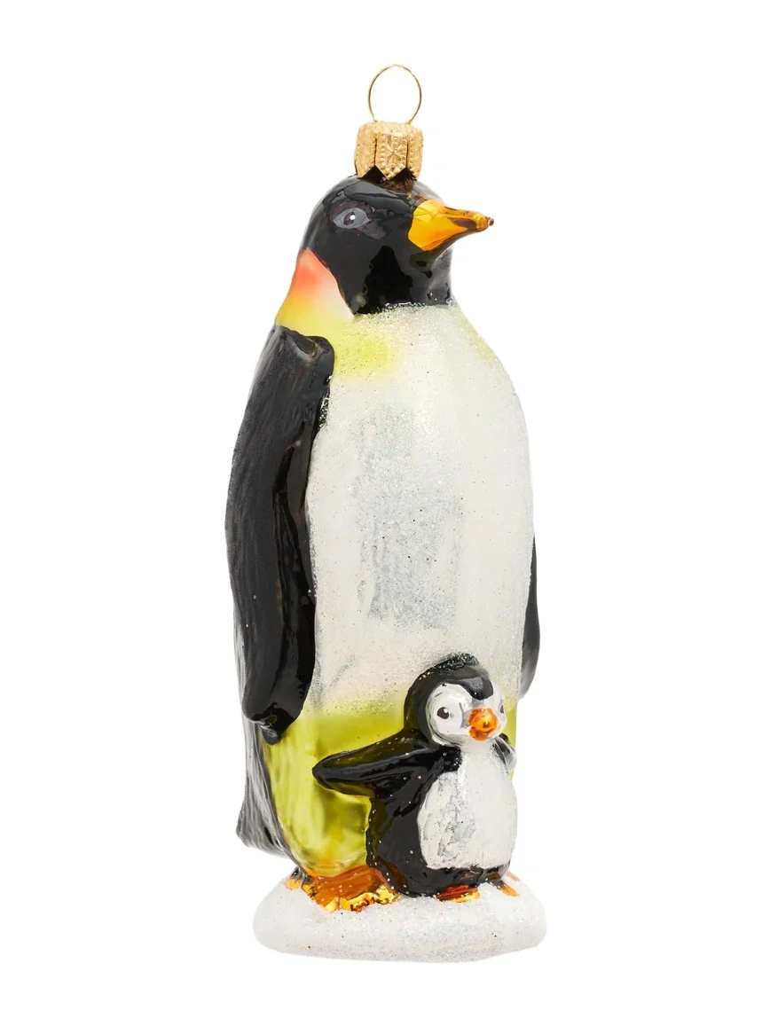 Impuls Emperor Penguins Glass Ornament