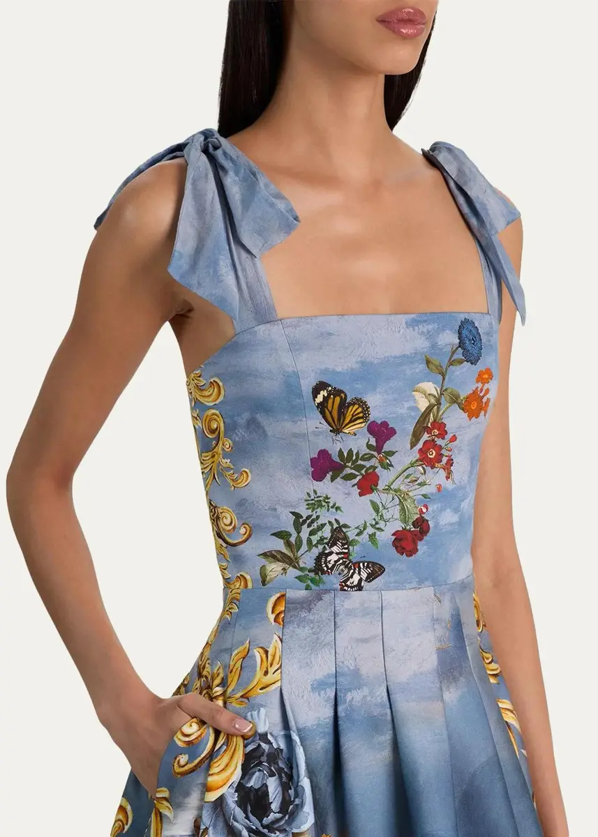 Alice + Olivia Hana Square-Neck Tie-Shoulder Maxi Dress | Thumbnail 5 Alice + Olivia Hana Square-Neck Tie-Shoulder Maxi Dress | Thumbnail 5