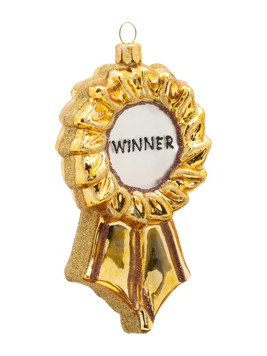 Impuls Winner Ribbon Glass Ornament