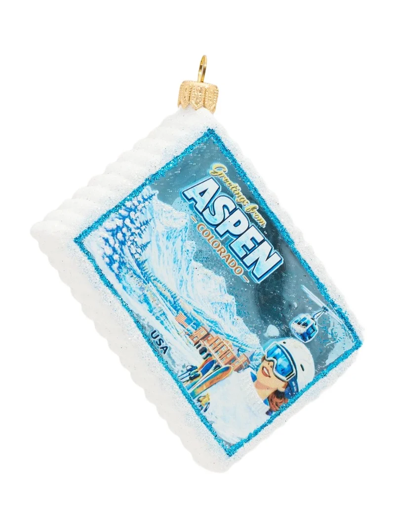 Impuls Aspen Colorado Postcard Glass Ornament