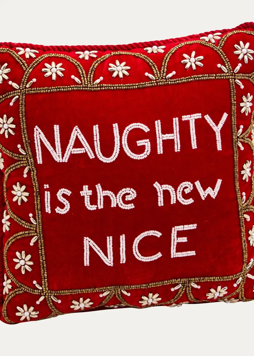 Sudha Pennathur Naughty Is The New Nice Beaded Pillow | Thumbnail 2 Sudha Pennathur Naughty Is The New Nice Beaded Pillow | Thumbnail 2