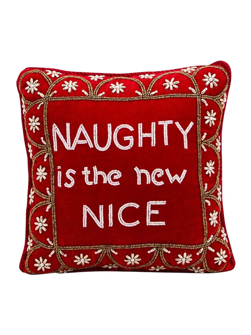 Sudha Pennathur Naughty Is The New Nice Beaded Pillow