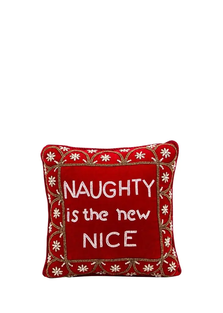 Sudha Pennathur Naughty Is The New Nice Beaded Pillow
