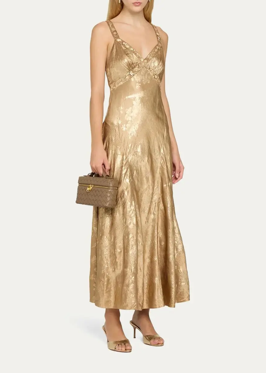 Cinq à Sept Thalie Gilded Peony Jacquard Embellished Sleeveless Midi Dress | Thumbnail 4 Cinq à Sept Thalie Gilded Peony Jacquard Embellished Sleeveless Midi Dress | Thumbnail 4