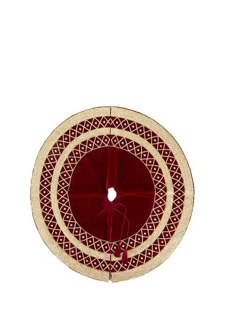 Sudha Pennathur 60" Pearly Border on Velvet Tree Skirt