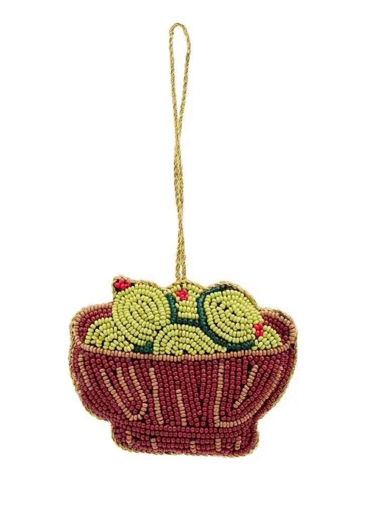 Sudha Pennathur Handcrafted Beaded Bowl Christmas Ornament