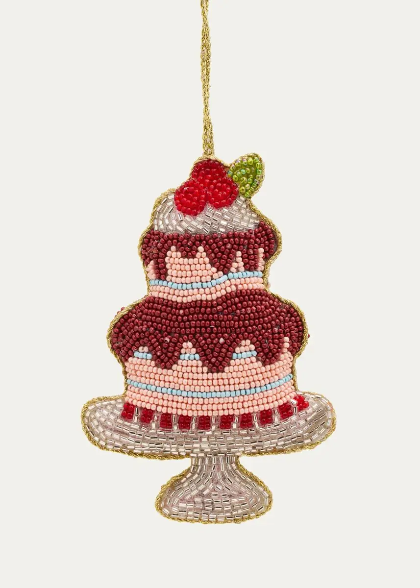 Sudha Pennathur Beaded Birthday Cake Christmas Ornament | Thumbnail 2 Sudha Pennathur Beaded Birthday Cake Christmas Ornament | Thumbnail 2