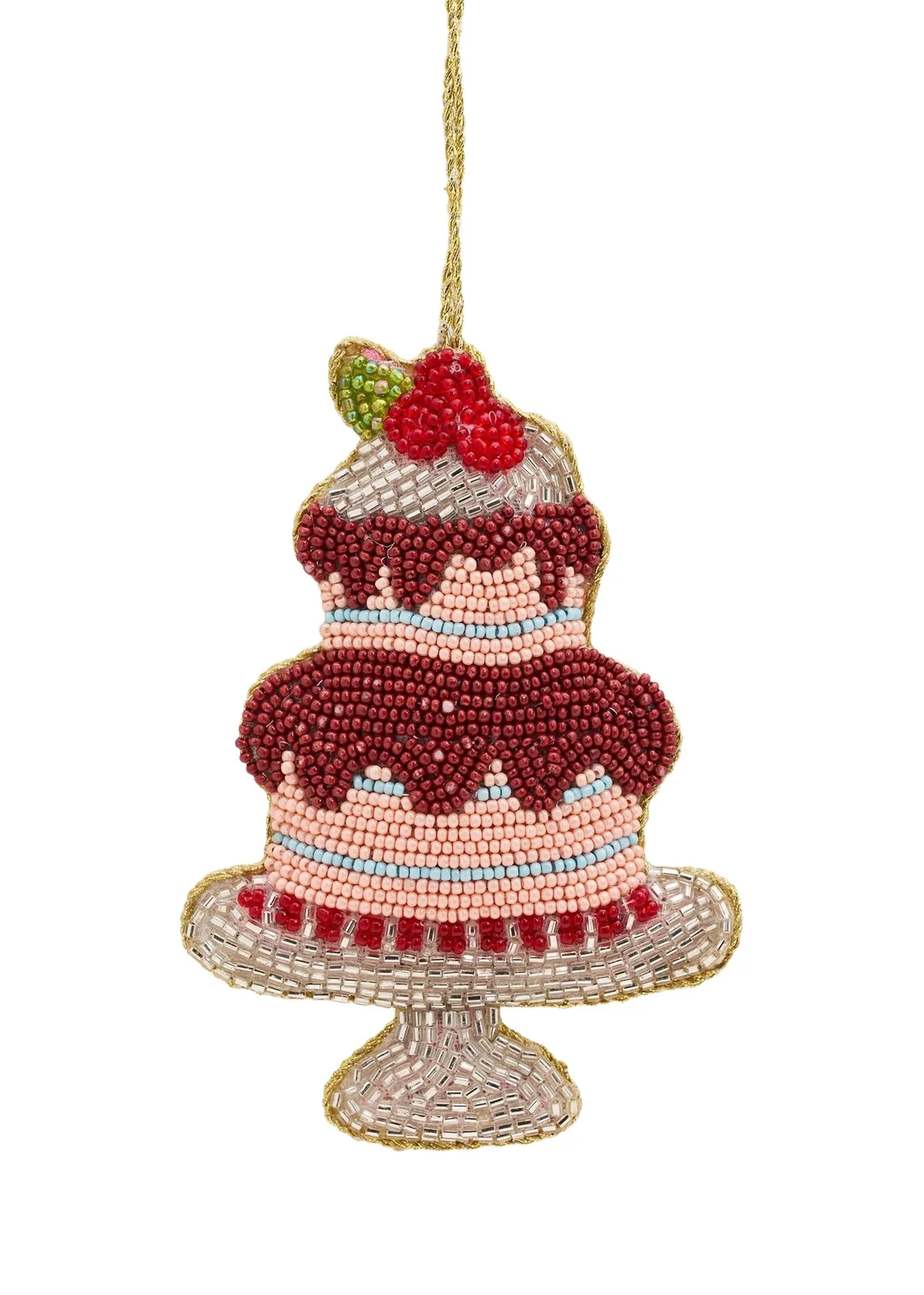 Sudha Pennathur Beaded Birthday Cake Christmas Ornament
