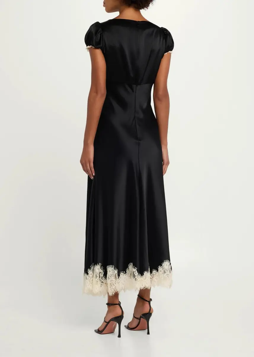 Cinq à Sept Sienne Lace-Trim Satin Midi Dress | Thumbnail 3 Cinq à Sept Sienne Lace-Trim Satin Midi Dress | Thumbnail 3