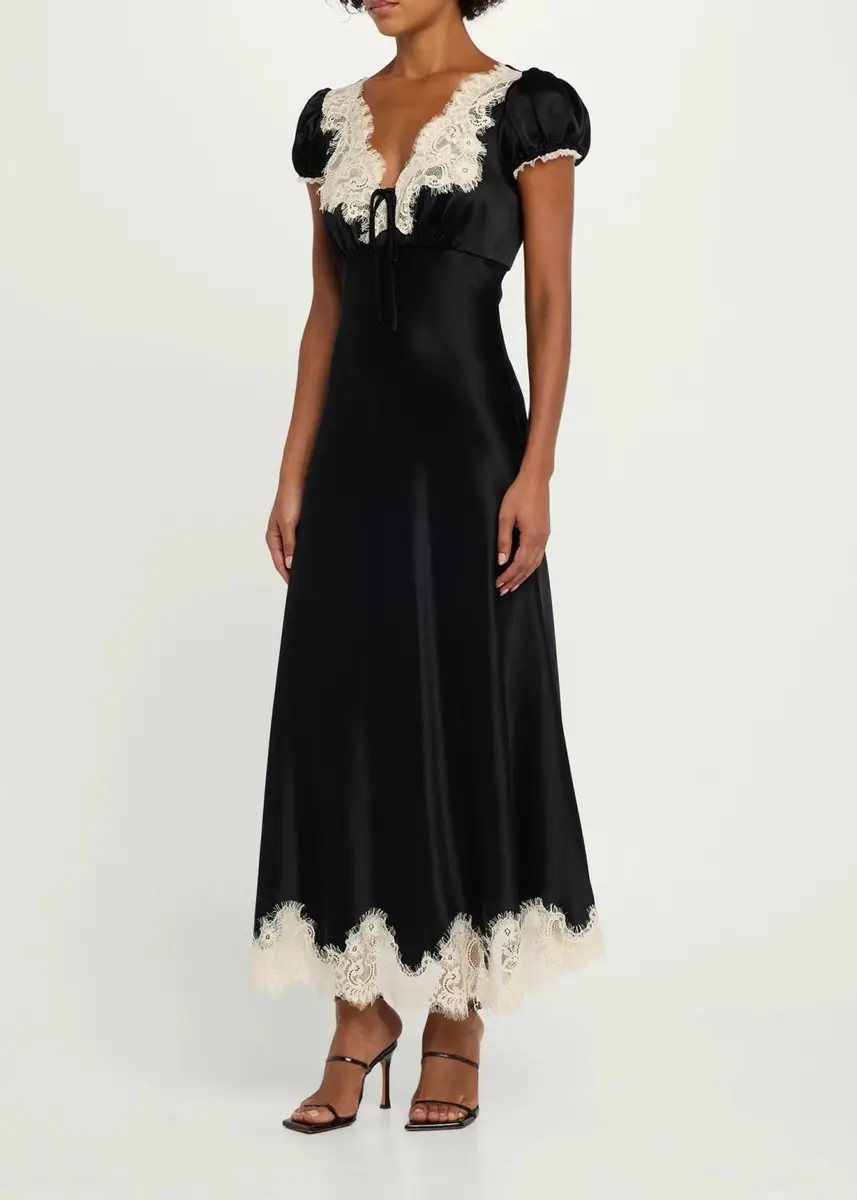 Cinq à Sept Sienne Lace-Trim Satin Midi Dress | Thumbnail 4 Cinq à Sept Sienne Lace-Trim Satin Midi Dress | Thumbnail 4