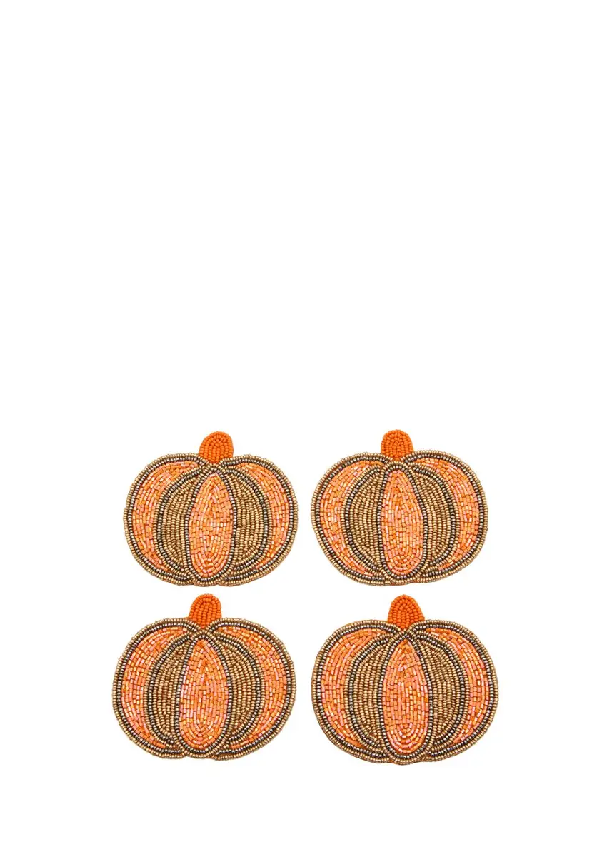 Sudha Pennathur 4-Piece Beaded Pumpkin Coaster Set | Thumbnail 3 Sudha Pennathur 4-Piece Beaded Pumpkin Coaster Set | Thumbnail 3