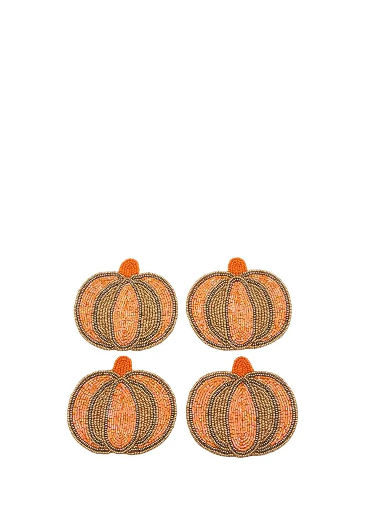 Sudha Pennathur 4-Piece Beaded Pumpkin Coaster Set