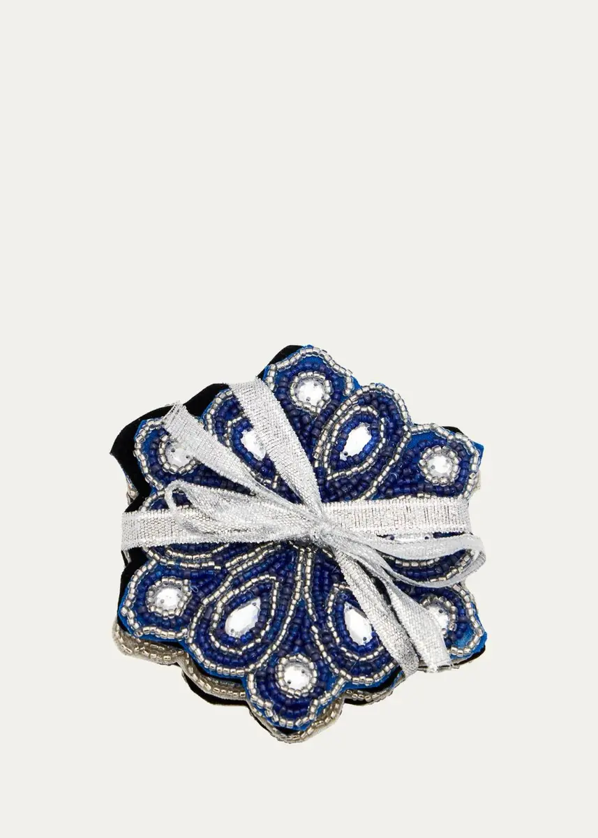 Sudha Pennathur Beaded Snowflake Coasters, Set of 4 | Thumbnail 2 Sudha Pennathur Beaded Snowflake Coasters, Set of 4 | Thumbnail 2