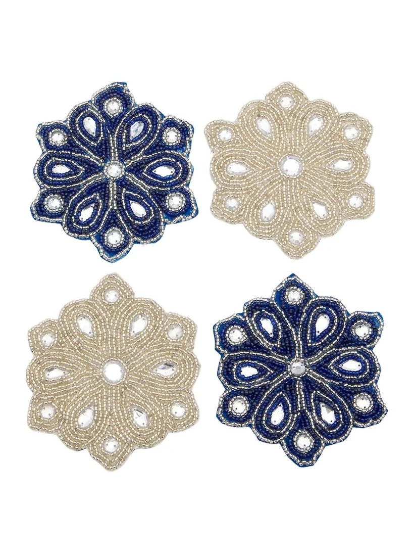 Sudha Pennathur Beaded Snowflake Coasters, Set of 4