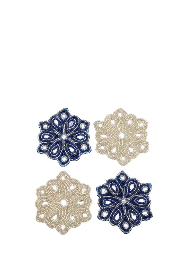 Sudha Pennathur Beaded Snowflake Coasters, Set of 4