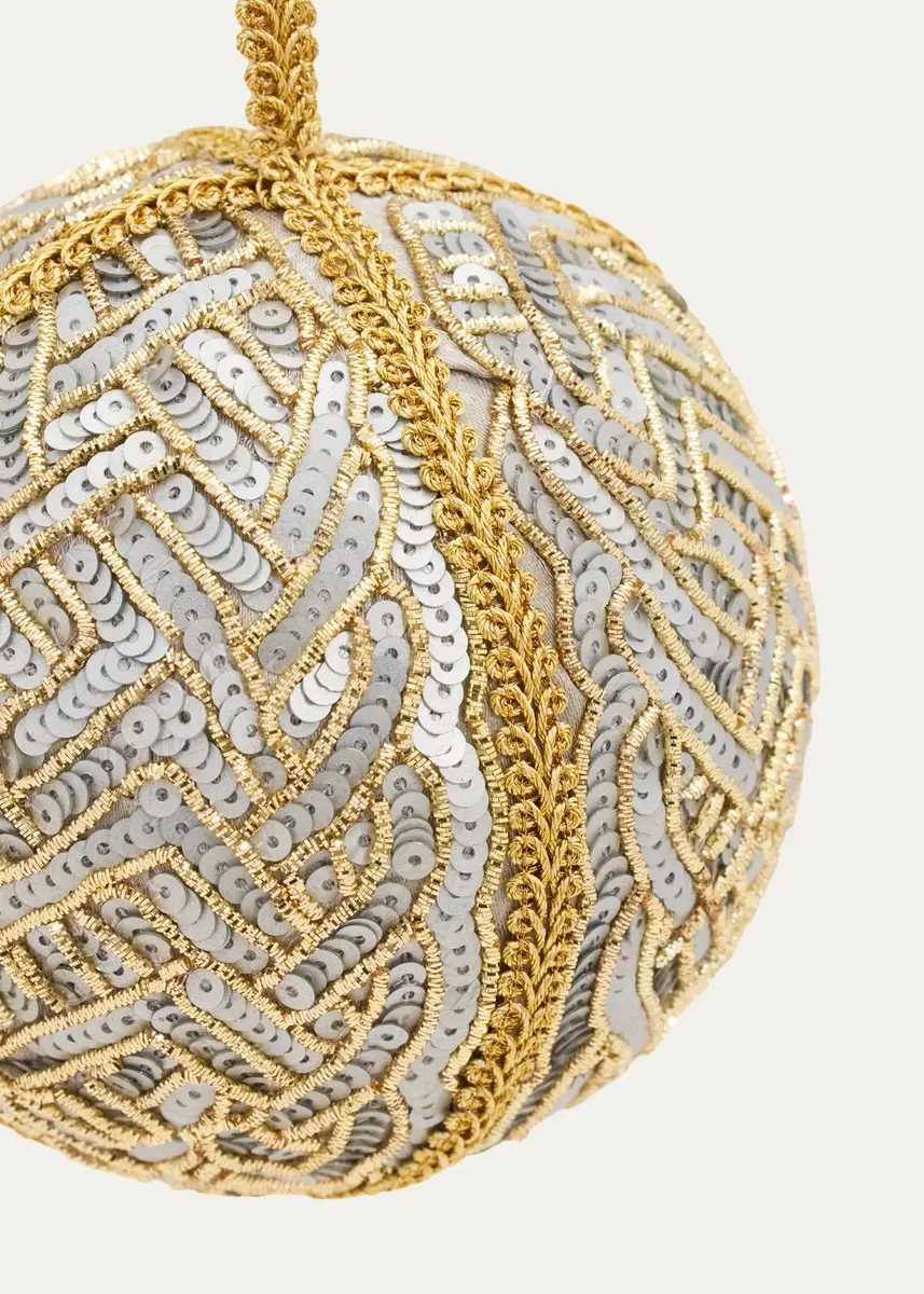 Sudha Pennathur Bicolor Braided-Trim Sequin Ball Christmas Ornament | Thumbnail 2 Sudha Pennathur Bicolor Braided-Trim Sequin Ball Christmas Ornament | Thumbnail 2