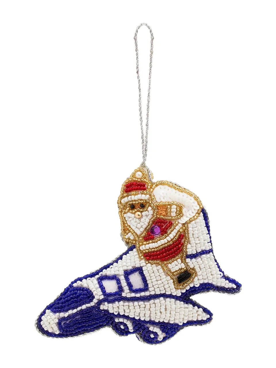 Sudha Pennathur Santa On A Plane Beaded Ornament
