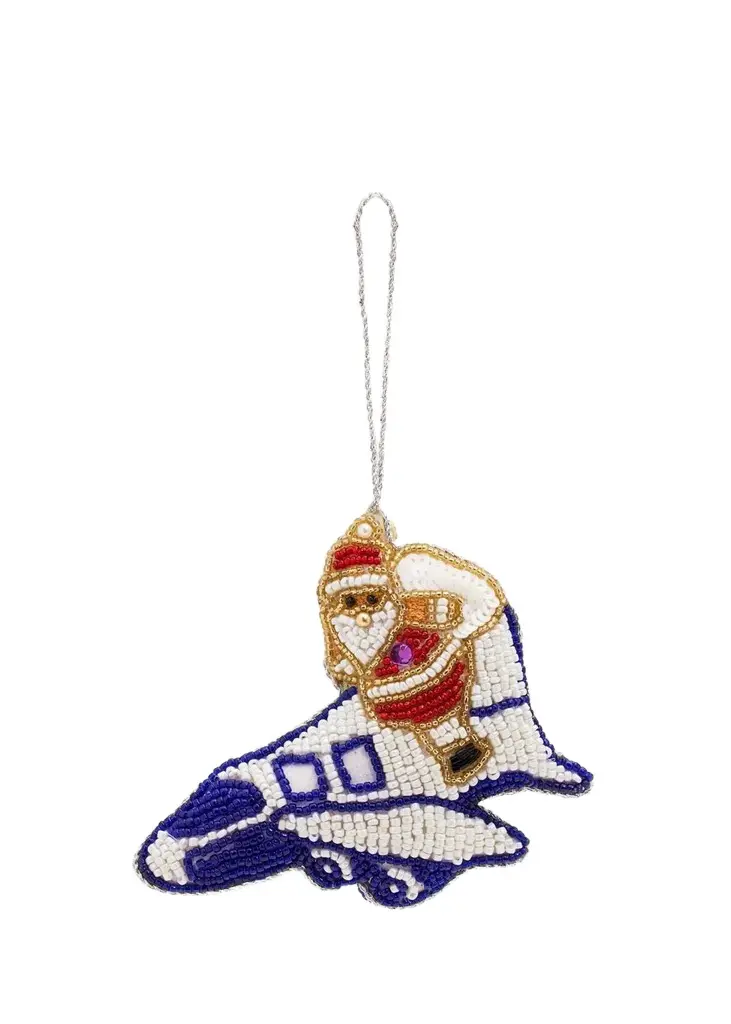Sudha Pennathur Santa On A Plane Beaded Ornament