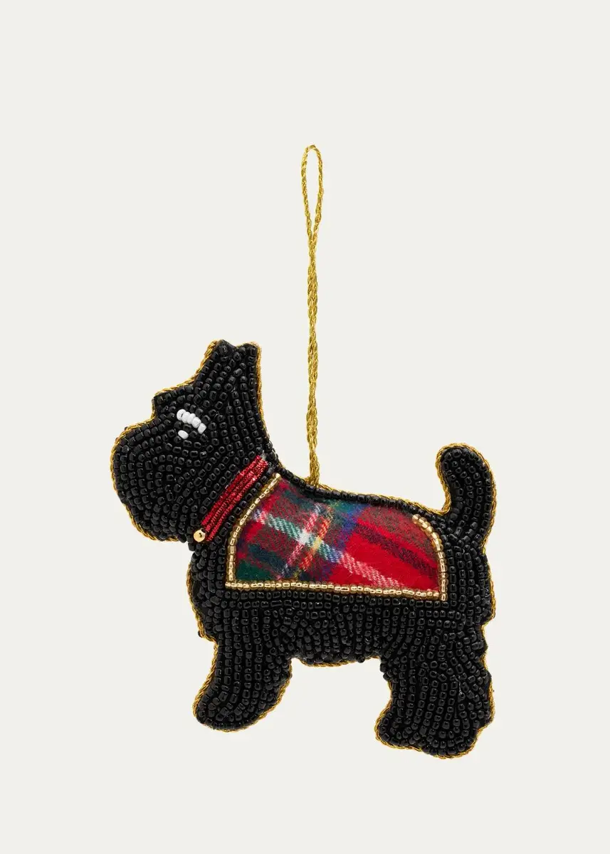 Sudha Pennathur Plaid Scotty Dog Beaded Christmas Ornament | Thumbnail 2 Sudha Pennathur Plaid Scotty Dog Beaded Christmas Ornament | Thumbnail 2