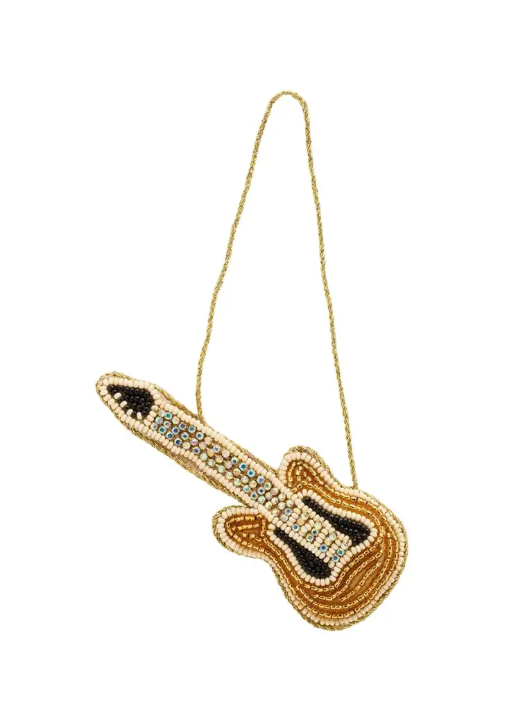 Sudha Pennathur Handcrafted Beaded Guitar Christmas Ornament