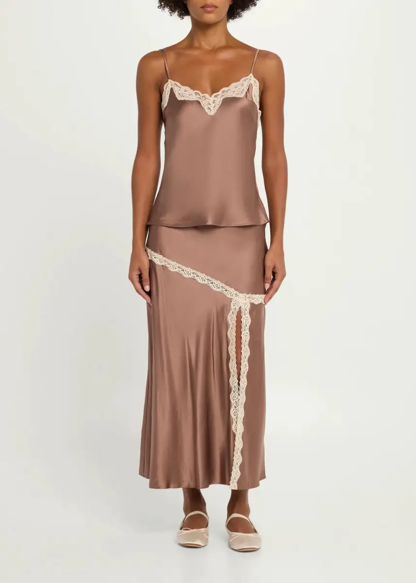LoveShackFancy Franna Lace-Trim Silk Top | Thumbnail 2 LoveShackFancy Franna Lace-Trim Silk Top | Thumbnail 2