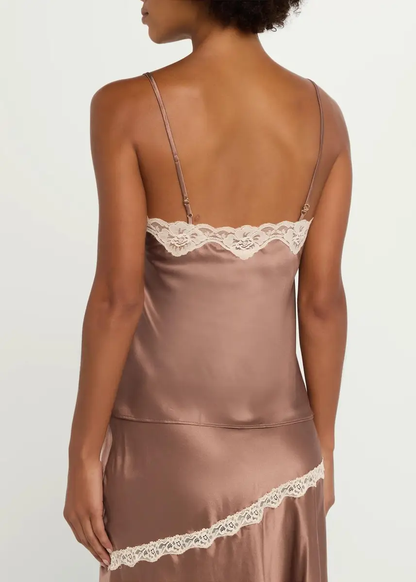 LoveShackFancy Franna Lace-Trim Silk Top | Thumbnail 3 LoveShackFancy Franna Lace-Trim Silk Top | Thumbnail 3