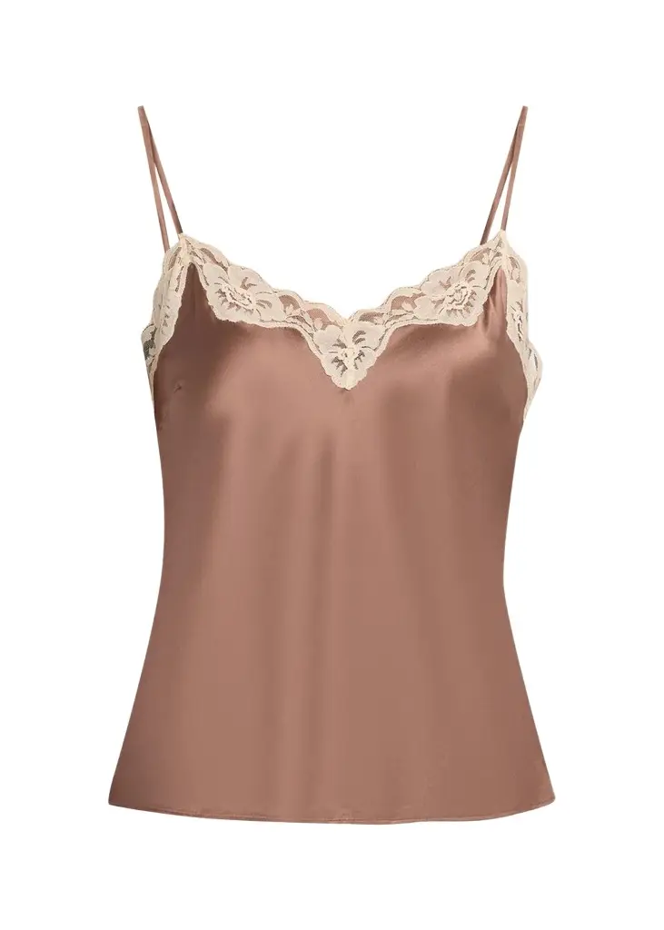 LoveShackFancy Franna Lace-Trim Silk Top