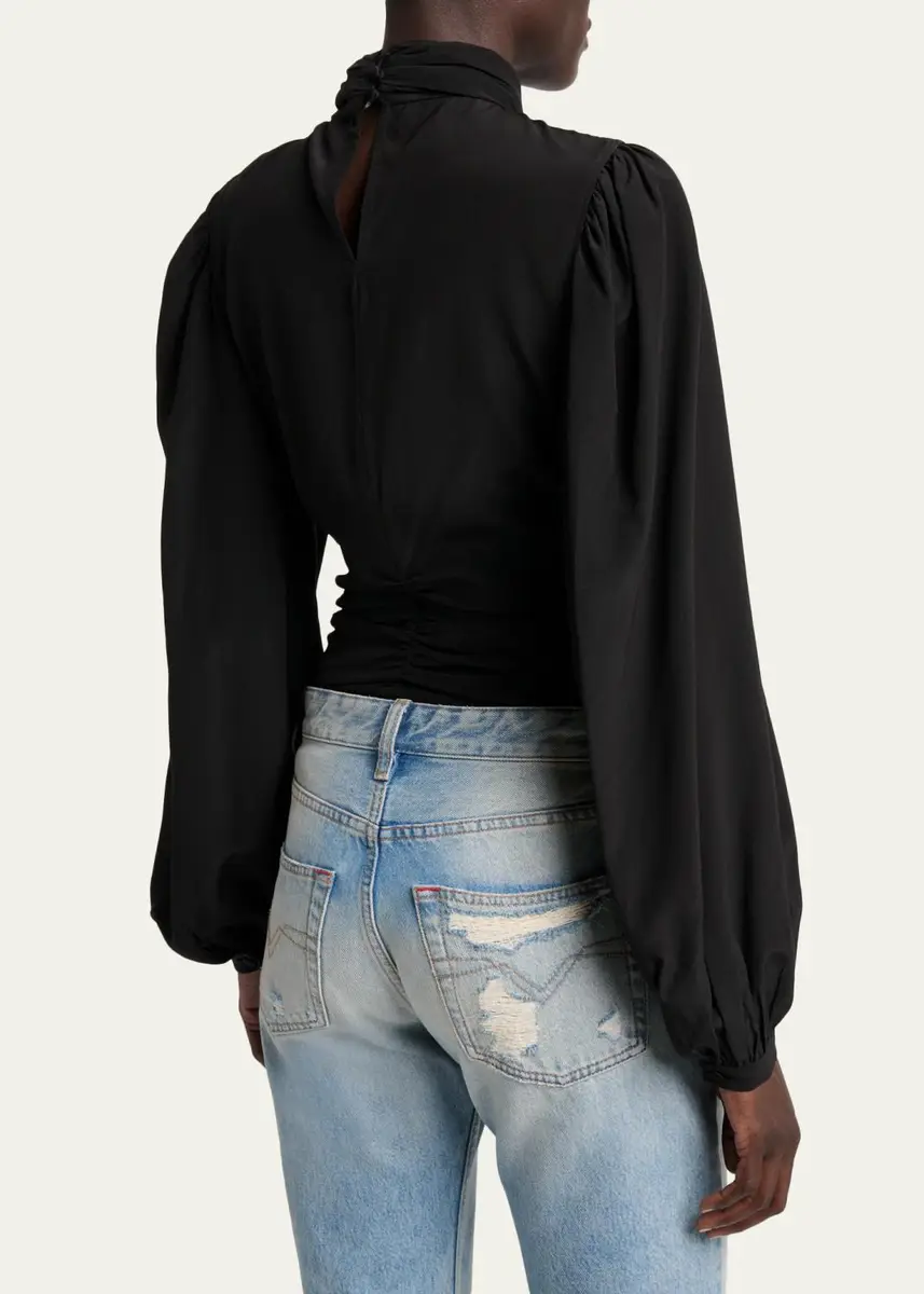 Isabel Marant Depsona Twisted Keyhole Long-Sleeve Silk Blouse | Thumbnail 3 Isabel Marant Depsona Twisted Keyhole Long-Sleeve Silk Blouse | Thumbnail 3