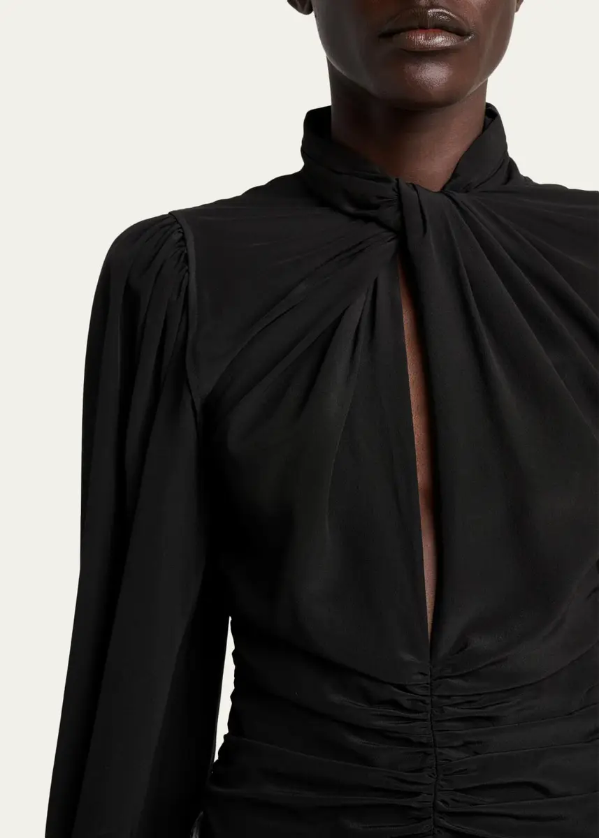 Isabel Marant Depsona Twisted Keyhole Long-Sleeve Silk Blouse | Thumbnail 5 Isabel Marant Depsona Twisted Keyhole Long-Sleeve Silk Blouse | Thumbnail 5
