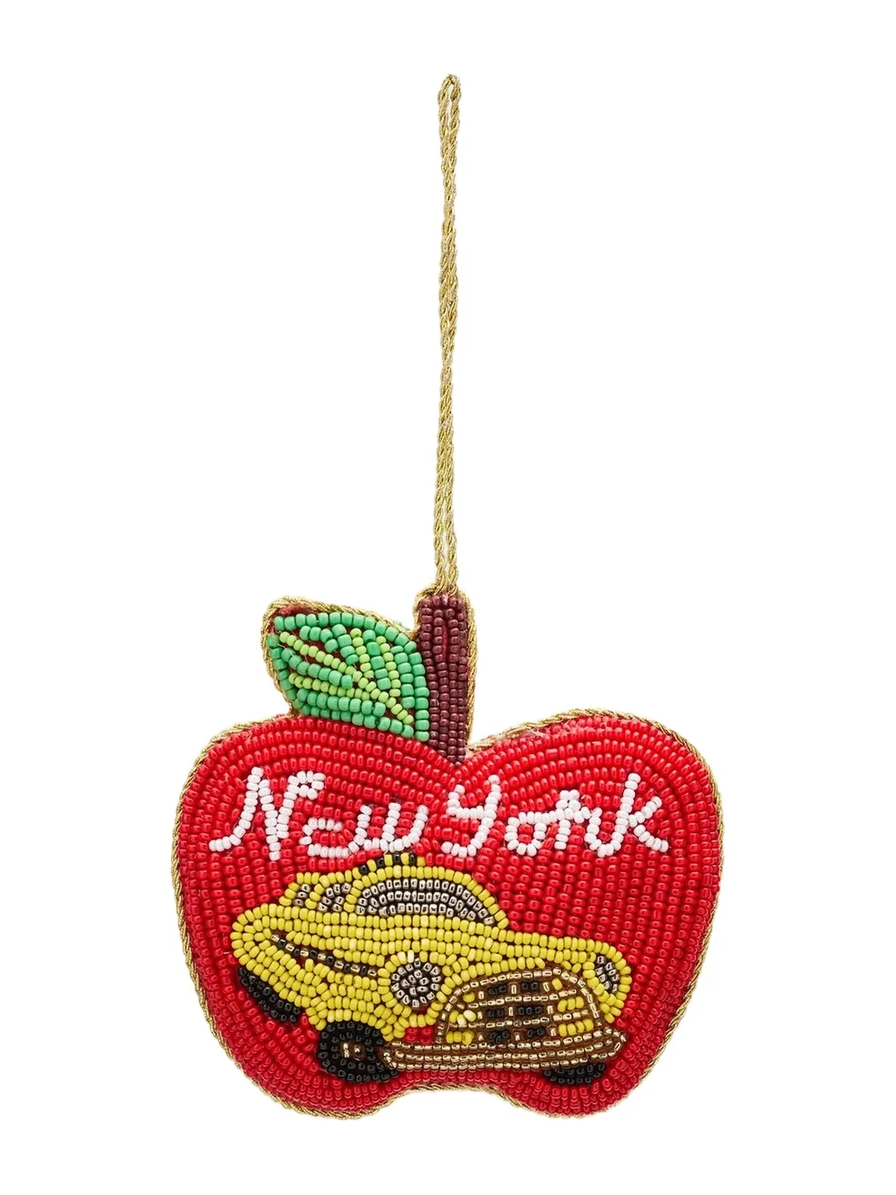 Sudha Pennathur NY Glass Beaded Apple Taxi Ornament