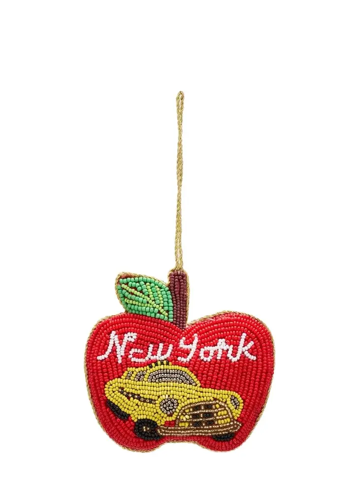 Sudha Pennathur NY Glass Beaded Apple Taxi Ornament
