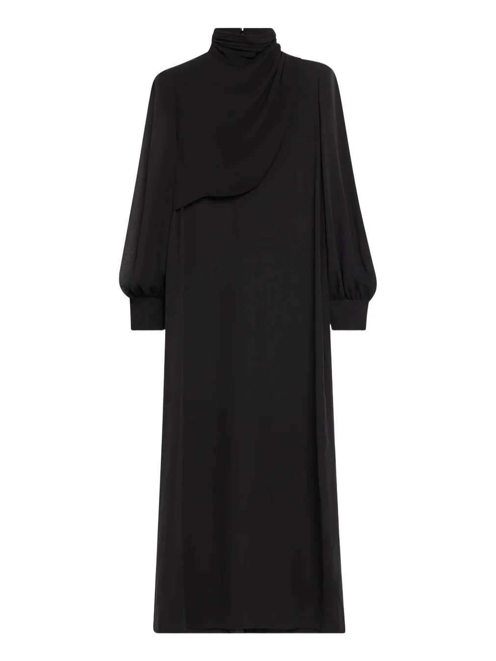 Valentino Garavani Mock-Neck Draped Silk Georgette Long-Sleeve Maxi Dress