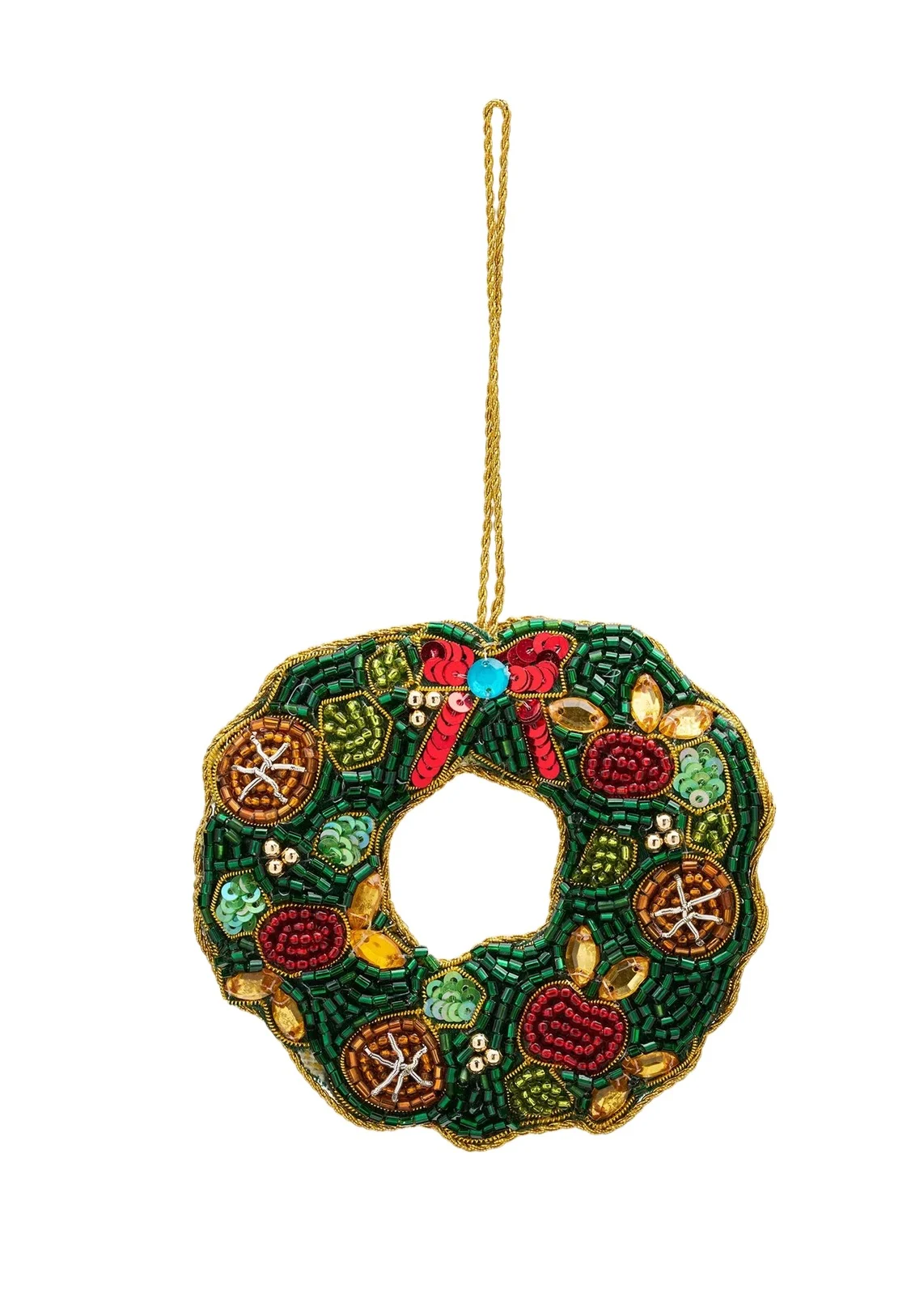 Sudha Pennathur Beaded Wreath Ornament