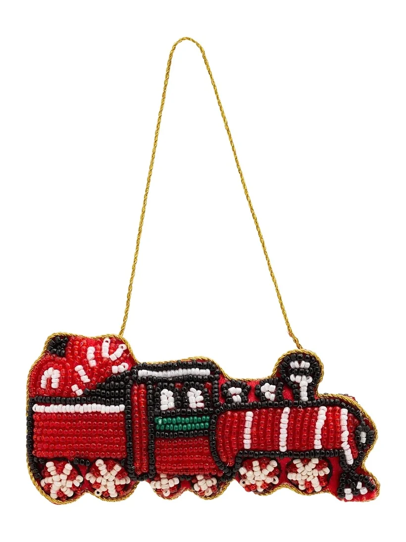 Sudha Pennathur Beaded Train Christmas Ornament