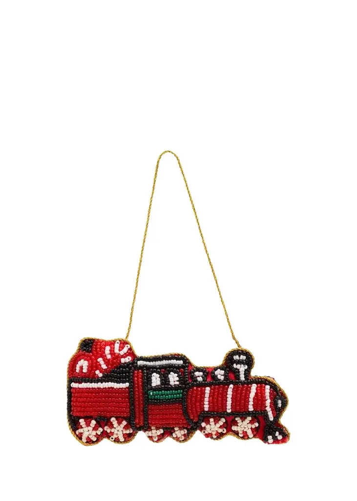 Sudha Pennathur Beaded Train Christmas Ornament