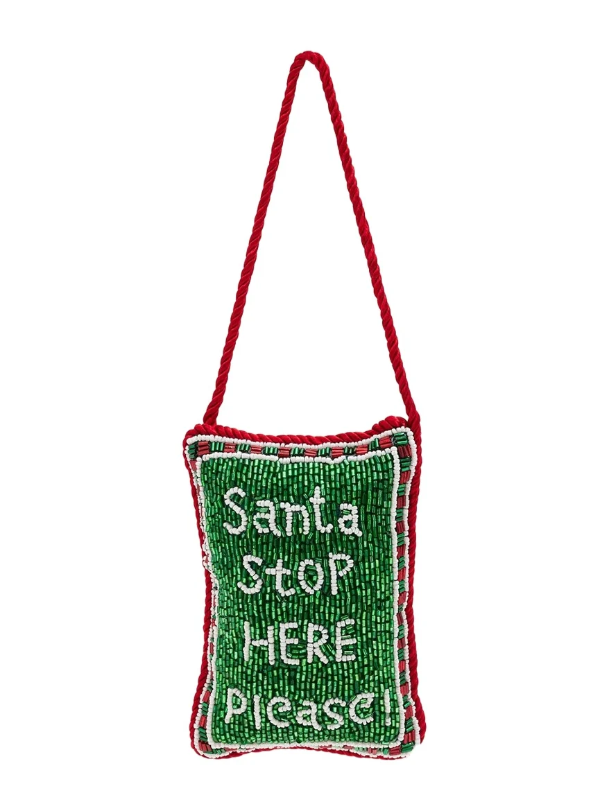 Sudha Pennathur "Santa Stop Here Please" Beaded Door Knocker