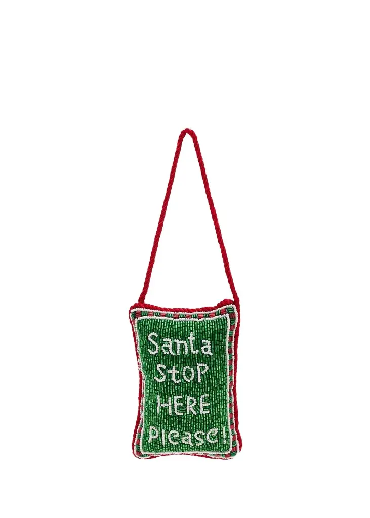 Sudha Pennathur "Santa Stop Here Please" Beaded Door Knocker
