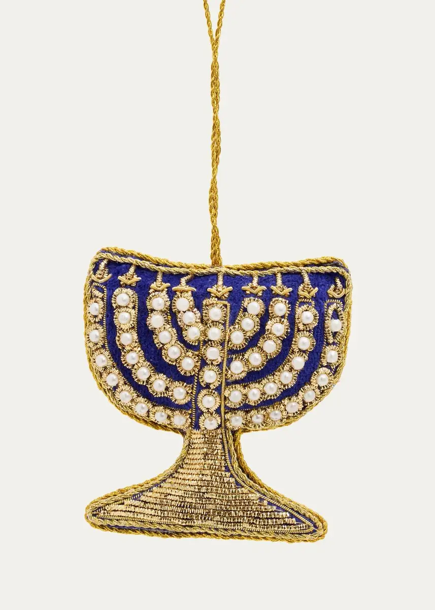 Sudha Pennathur Pearly Beaded Menorah Holiday Ornament | Thumbnail 2 Sudha Pennathur Pearly Beaded Menorah Holiday Ornament | Thumbnail 2