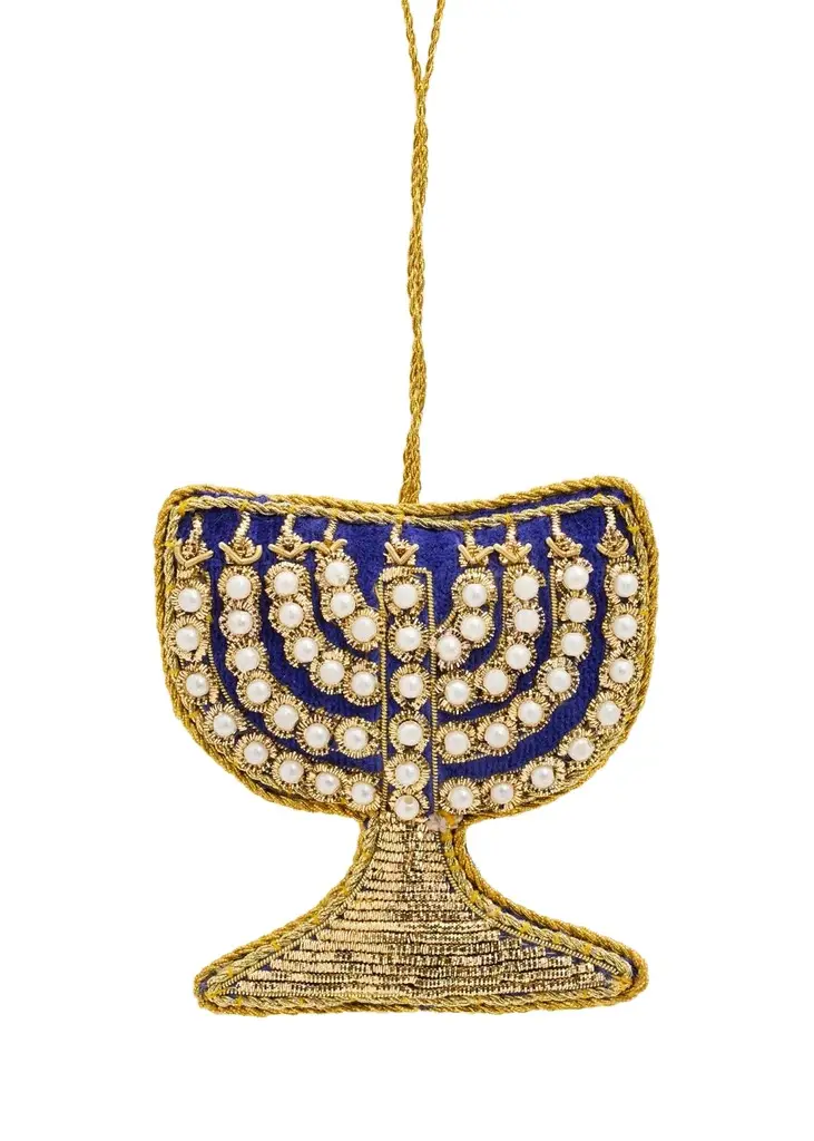 Pearly Beaded Menorah Holiday Ornament Pearly Beaded Menorah Holiday Ornament