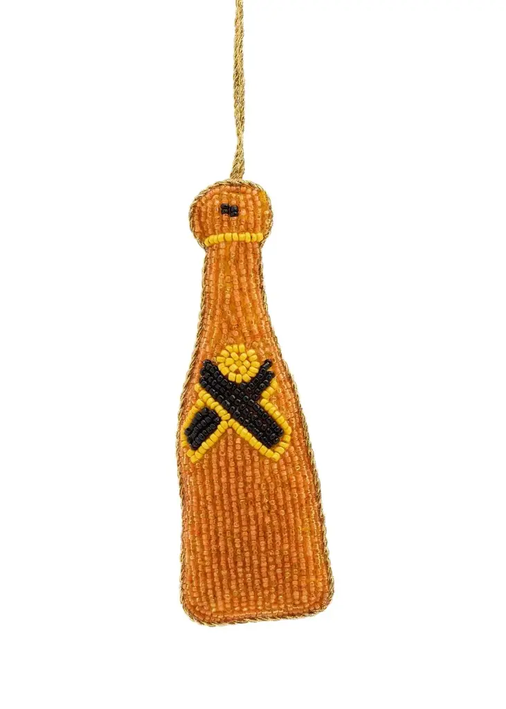 Sudha Pennathur Beaded Champagne Bottle Christmas Ornament