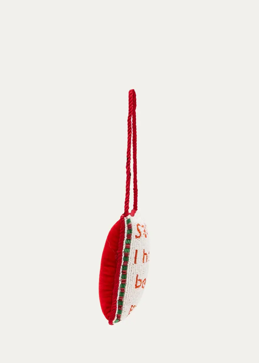 Sudha Pennathur Santa, I Have Been Good Beaded Velvet Doorknocker | Thumbnail 2 Sudha Pennathur Santa, I Have Been Good Beaded Velvet Doorknocker | Thumbnail 2